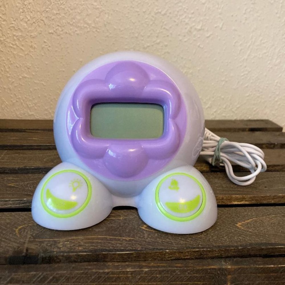Mirari OK to Wake! Kids Alarm Clock & Night Light Purple Flower With Cord